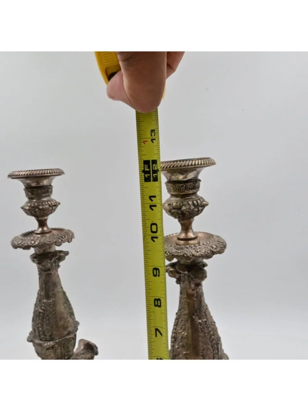 Silverplate Candlestick Holders Ornate Renaissance Lion Feet